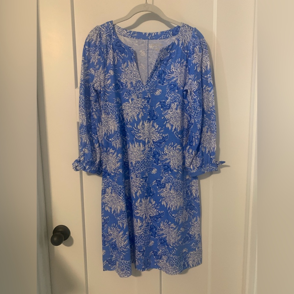 Lilly Pulitzer Blue Floral Women's cotton Dress size S